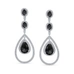 Cocktail Cubic Zirconia Double Halo Large Purple Amethyst Teardrop CZ Chandelier Earrings - Image 10