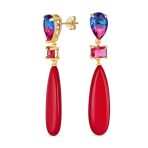 Linear Multi Color Chandelier Elongated Long Teardrop Dangling Earrings