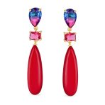 Linear Multi Color Chandelier Elongated Long Teardrop Dangling Earrings - Image 5