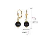 Round Purple Amethyst Drop Ball Earrings Leverback Gold 8MM - Image 14