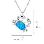 Tropical Nautical White Created Opal Sand Crab Pendant Necklace .925 Sterling Silver - Image 8