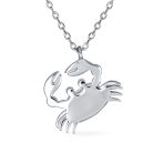 Tropical Nautical White Created Opal Sand Crab Pendant Necklace .925 Sterling Silver - Image 4