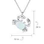 Tropical Nautical White Created Opal Sand Crab Pendant Necklace .925 Sterling Silver - Image 7