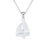 Nautical Created Blue Opal Sailboat Necklace Pendant .925 Sterling Silver - Image 2