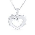 Gemstone Blue Opal Starfish Heart Pendant Necklace in Sterling Silver - Image 2