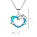 Gemstone Blue Opal Starfish Heart Pendant Necklace in Sterling Silver - Image 3