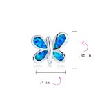 Blue Opal Butterfly Stud Earrings Silver October Birthstone - Image 4