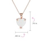 Romantic Necklace Created White Opal Heart Pendant Necklace Rose Gold Plated .925 Sterling Silver - Image 8