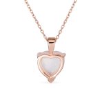 Romantic Necklace Created White Opal Heart Pendant Necklace Rose Gold Plated .925 Sterling Silver - Image 5