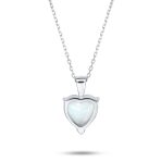 Romantic Necklace Created White Opal Heart Pendant Necklace Rose Gold Plated .925 Sterling Silver - Image 4