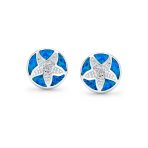 Nautical Starfish Stud Earrings with Blue Opal Inlay in Sterling Silver - Image 2