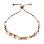 Gemstone Iridescent Opal Tennis Bracelet Rose Gold Sterling Silver 7" Adjustable - Image 4