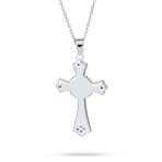Silver Opal CZ Cross Pendant Necklace 18in Chain - Image 3