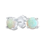 Gemstone White Created Opal Necklace & Stud Earrings Jewelry Set Sterling Silver - Image 6