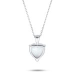 Romantic Bridal Opal Heart Pendant Necklace and Stud Earrings Sterling Silver - Image 2