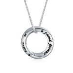 Inspirational Quote Circle Pendant Necklace Rose Gold Plated Sterling Silver