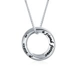 Inspirational Quote Circle Pendant Necklace Rose Gold Plated Sterling Silver