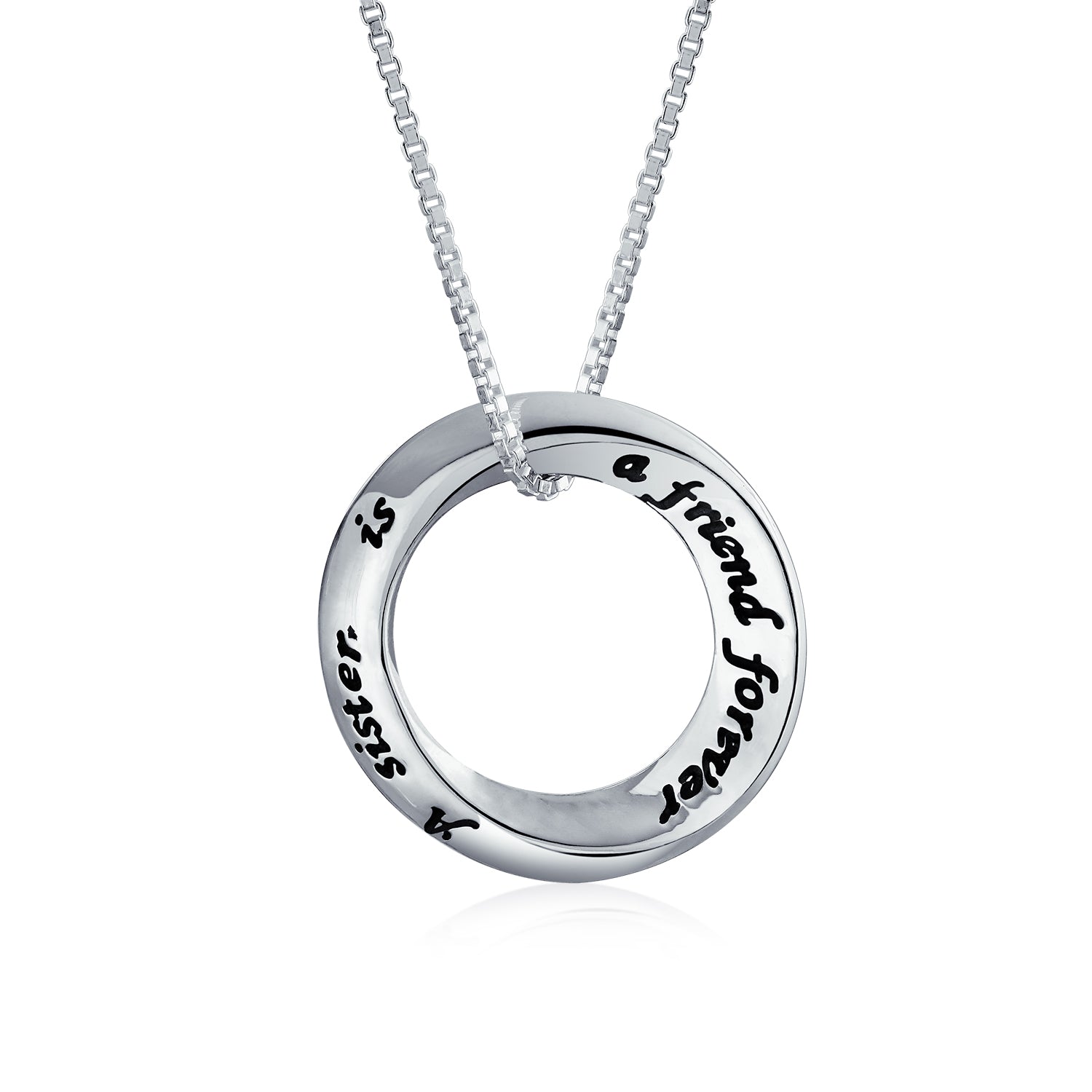 open-circle-message-pendant-sister_appl-jtn-2907263-az_1 Inspirational Quote Circle Pendant Necklace Rose Gold Plated Sterling Silver - Image 1