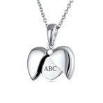 BEST MOM Word Angel Wing Heart Locket Pendant Necklace .925 Sterling Silver - Image 9