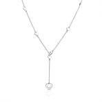 Romantic Love Danity Chain Long Linear Dangle Open Hearts Pendant Y Lariat Necklace Sterling Silver