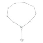 Romantic Love Danity Chain Long Linear Dangle Open Hearts Pendant Y Lariat Necklace Sterling Silver - Image 3