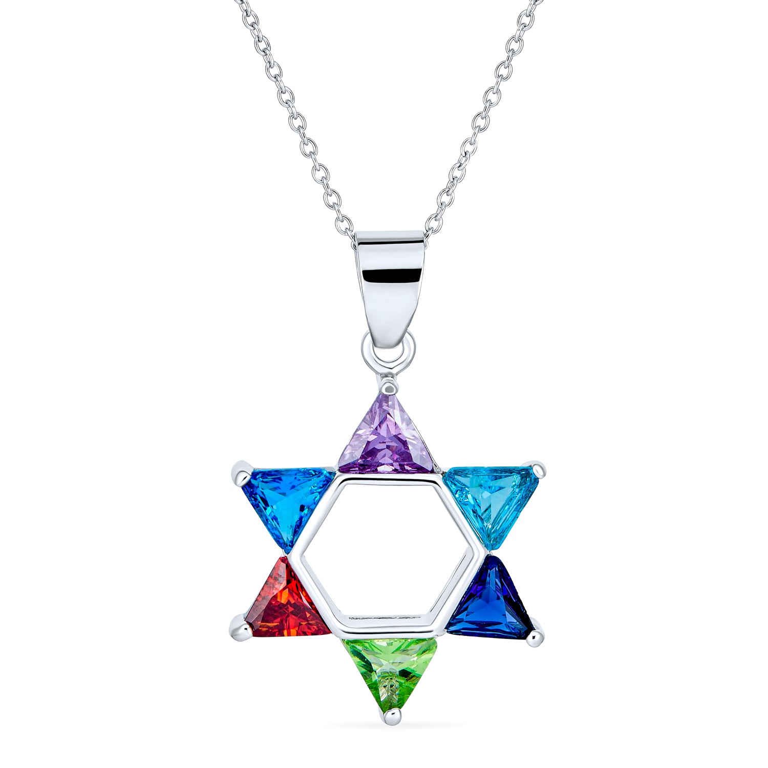 open-star-david-silver-color-necklace_pfs-53-0234-az_1 Modern CZ Star of David Pendant Necklace Sterling Silver - Image 1