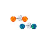 Set of 2 Minimalist Round Bead Gemstone Opalescent Opal Drop Stud Earrings - Image 3
