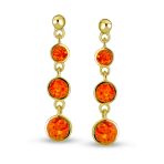 Geometric Dangle Gemstone Earrings with Opal and 14K Gold Plated Sterling Silver - Image 6