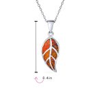 Blue Fire Opal Leaf Pendant Necklace in Sterling Silver - Image 7