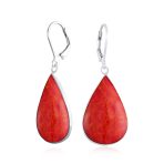 Natural Orange Red Carnelian Big Teardrop Dangle Earrings .925 Sterling Silver Lever back - Image 4