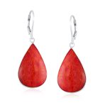 Natural Orange Red Carnelian Big Teardrop Dangle Earrings .925 Sterling Silver Lever back - Image 8