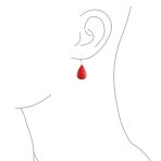 Natural Orange Red Carnelian Big Teardrop Dangle Earrings .925 Sterling Silver Lever back - Image 12