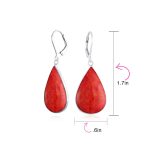 Natural Orange Red Carnelian Big Teardrop Dangle Earrings .925 Sterling Silver Lever back - Image 16