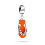 Pink Orange Flip Flop CZ Dangle Charm Bead for Travel Bracelets