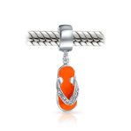 Pink Orange Flip Flop CZ Dangle Charm Bead for Travel Bracelets - Image 3