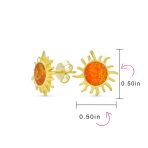 Iridescent Gemstone Sunburst Stud Earrings Blue Opal 14K Gold October Birthstone - Image 8