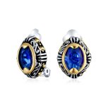 Fashion Crystal Oval Bali Style Clip-On Earrings Non-Pierced Ears Multiple Colors