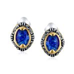 Fashion Crystal Oval Bali Style Clip-On Earrings Non-Pierced Ears Multiple Colors - Image 4