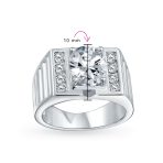 Mens Stainless Steel Hip Hop Micro Pave Halo Blue Oval CZ Engagement Ring - Image 5