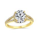 Classic 3CTW Cubic Zirconia Halo Solitaire Oval Engagement Ring CZ Split Shank Band Sterling Silver - Image 3