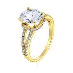 Classic 3CTW Cubic Zirconia Halo Solitaire Oval Engagement Ring CZ Split Shank Band Sterling Silver - Image 6