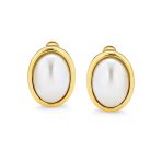 Set of 2 Simple White Pearl Cabochon Oval Clip-On Earrings - Image 5