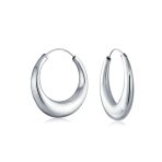 Set of 2 Tube Round 1.75" Hinged & 1" Endless Hoop Earrings Sterling Silver - Image 3