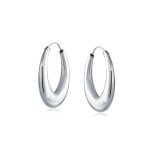 Simple Plain Hoop Huggie Earrings Sterling Silver Crescent Tapered Tube .75 Inch - Image 4