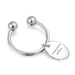 Oval Shape Blank ID Tag Keychain Horseshoe Key Ring Screw Tip .925 Sterling Silver - Image 3
