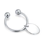 Oval Shape Blank ID Tag Keychain Horseshoe Key Ring Screw Tip .925 Sterling Silver