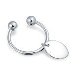 Oval Shape Blank ID Tag Keychain Horseshoe Key Ring Screw Tip .925 Sterling Silver