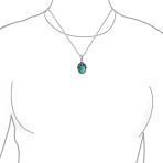 Southwest Gemstone Turquoise Leaf Feather Pendant Necklace in Sterling Silver - Image 3