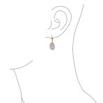 Elegant Oval Pastel Stone Dangle Earrings Pink Aqua Mint Green 14K Gold-Plated - Image 6