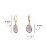 Elegant Oval Pastel Stone Dangle Earrings Pink Aqua Mint Green 14K Gold-Plated - Image 8